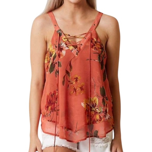 Daytrip Tops - EUC Willow-Root Tie Front Floral Tank Small